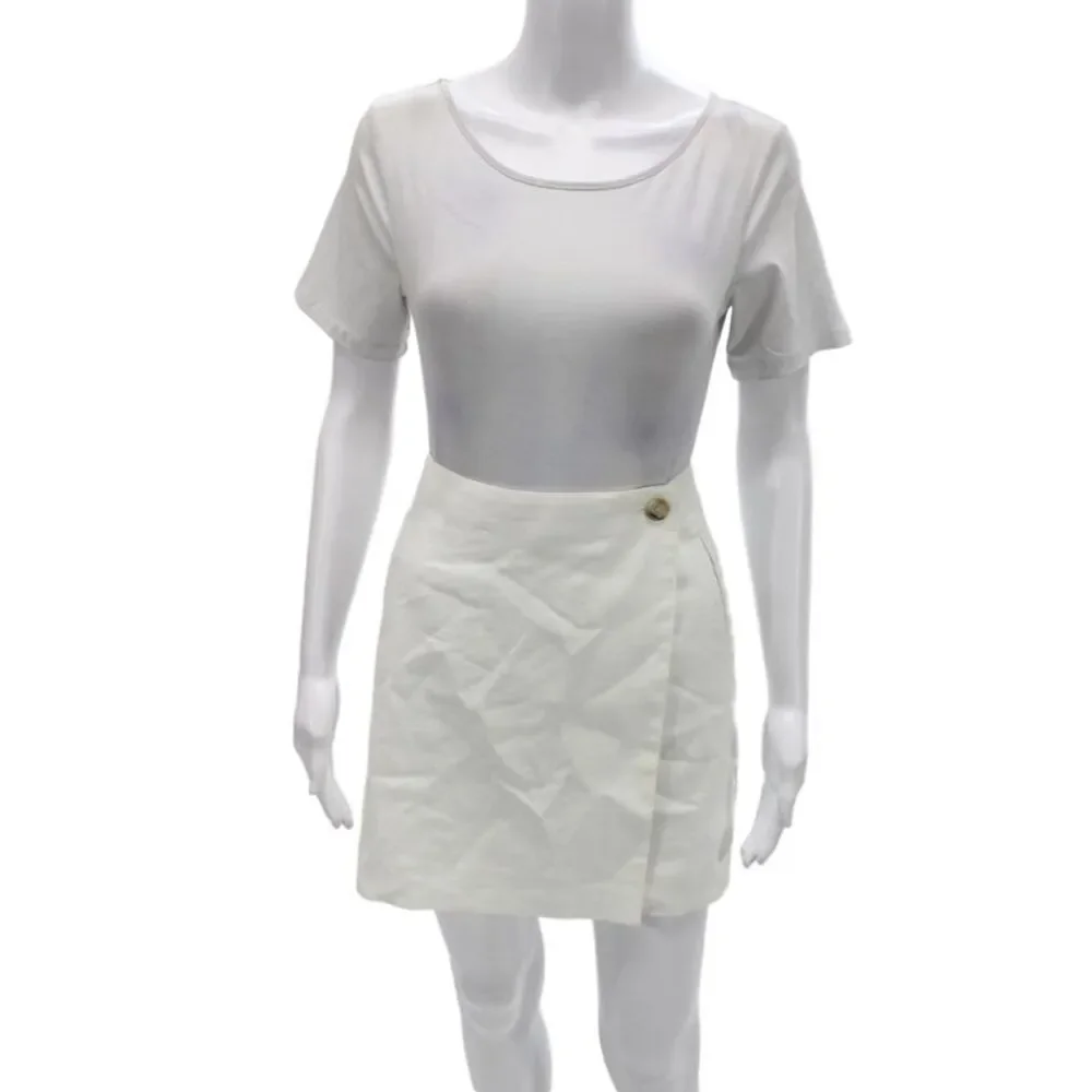 J Crew Women Mini Wrap Skort White Linen Blend Size 4